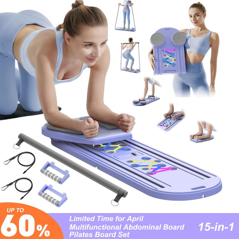 Addwin [15-In-1 Full-Body Workout Pilates Board], Pilates Exerciser Kit for Home Fitness, Multifunctional Abdominal Exercise Board, Foldable Fitness Set, Fitness Equipment, #Springtok,#Indoorsports,#Fitness